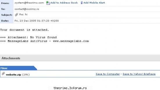 Thecrims PROBLEME - Am primit un email de la thecrims cu virus :)) - Subiecte vechi